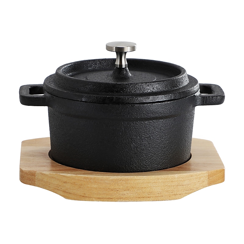 MegaChef Cast Iron 8 Oz. Mini Dutch Oven, Black (935122091M) image 1