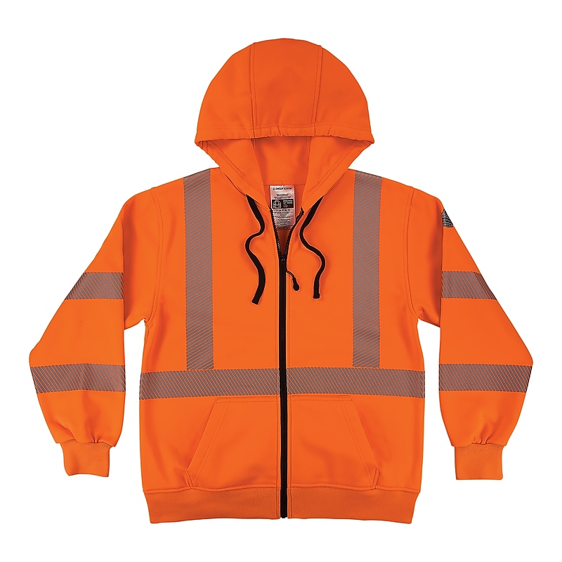 Ergodyne GloWear 8305W High Visibility Women’s Hooded Zip-Up Sweatshirt, ANSI Class R3, Orange, Small (22902) image 1