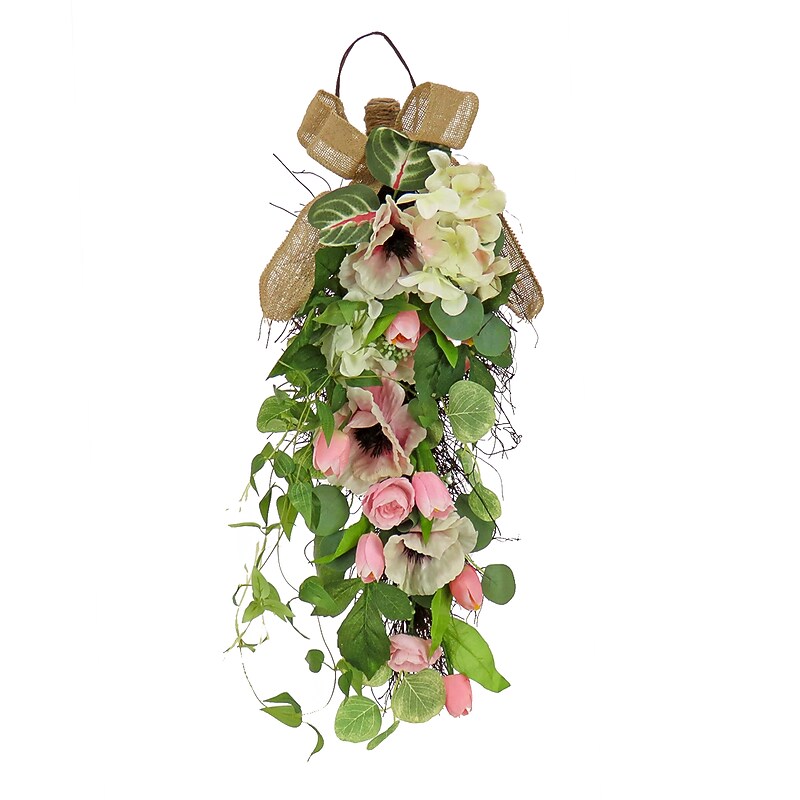 National Tree Company 26" Hydrangeas, Tulips and Eucalyptus Swag (DL87-65F22231-1) image 1