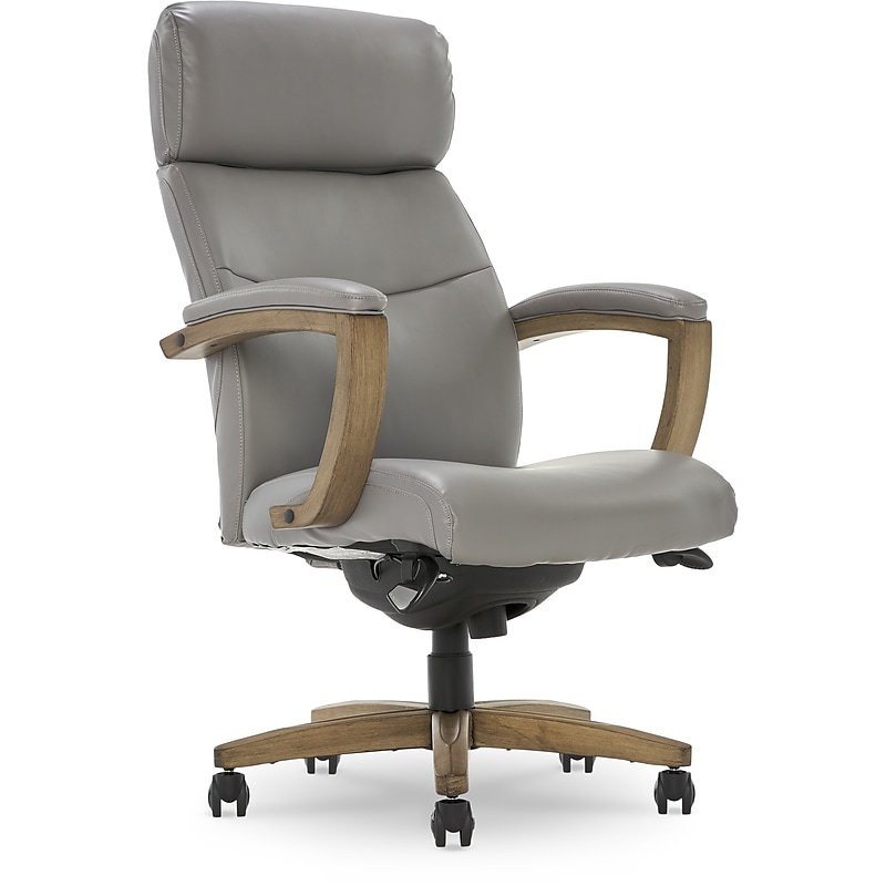 La-Z-Boy Greyson Ergonomic Bonded Leather Swivel Executive Chair, Gray (CHR10086A) image 1