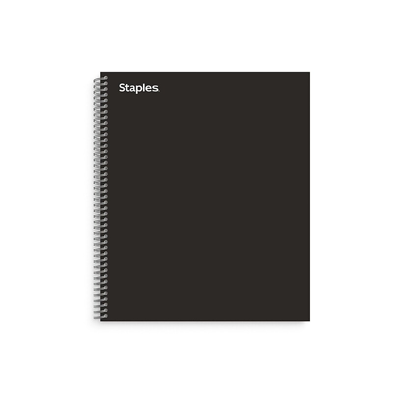 Staples® Premium 1-Subject Subject Notebooks, 8.5" x 11", College Ruled, 100 Sheets, Black (TR58355M-CC) image 1