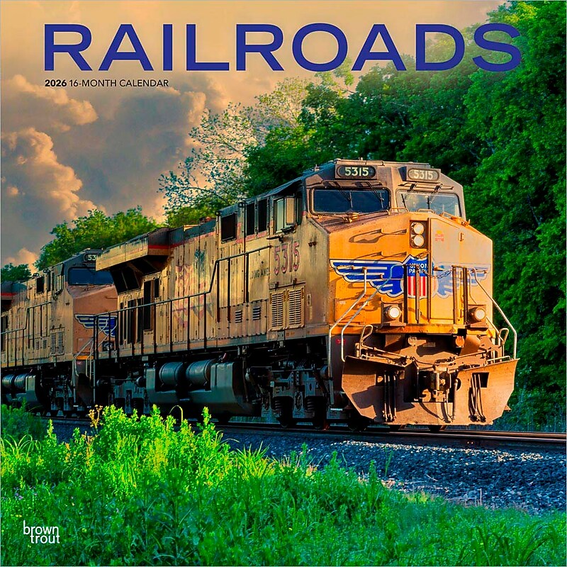 2026 BrownTrout Railroads 12" x 12" Monthly Wall Calendar (9798330705306) image 1