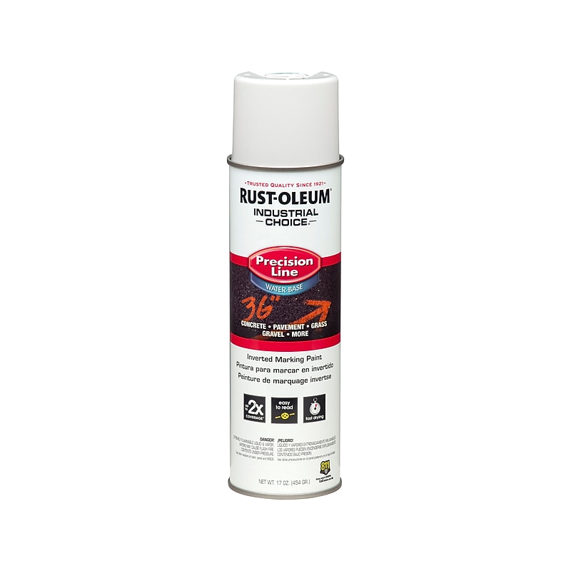 Rust-Oleum Water-Based Industrial Choice Precision Line Inverted Marking Paint, White, 17 Oz., 12/Pack (203039) image 1