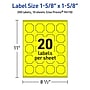 Avery Square Scalloped Laser/Inkjet Multipurpose Labels, 1-5/8" x 1-5/8", Neon Yellow (200/Pack)~#|#~8B9441F3-0ED4-4E41-AD7E10512B57578B_sc7