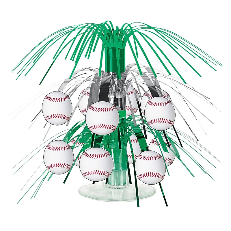 Beistle Baseball Mini Centerpiece, Green/White, 3/Pack (54099) image 1