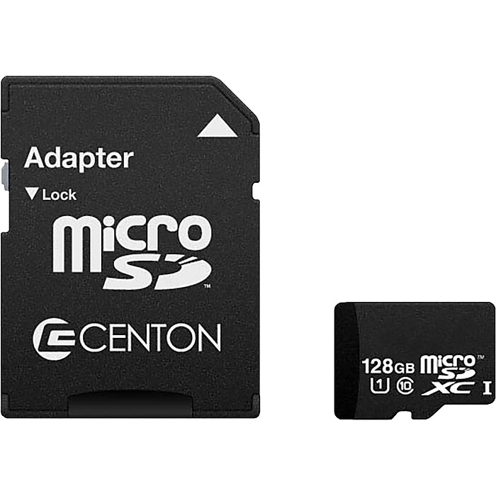 Centon 128GB MicroSDXC Memory Card with Adapter, Class 10, UHS-I