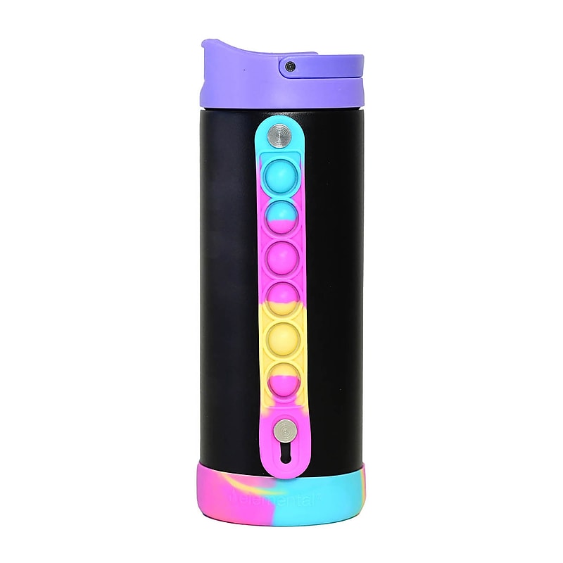 Elemental Iconic Pop Fidget Stainless Steel Triple Wall Insulated Water Bottle, 14 oz., Black Tie Dye (EB14BTD18P) image 1