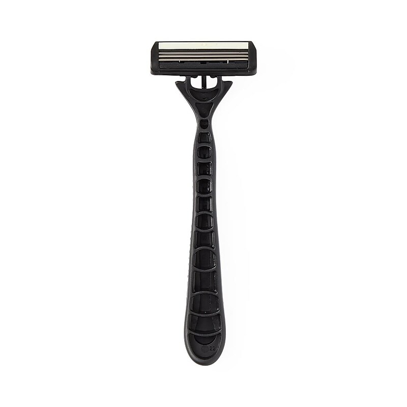 Medline Triple Blade Facial Razors with Lube Strip, Blue/Black, 10/Box (BRN1333Z) image 1