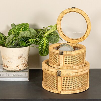 Storied Home Nestable Round Storage with Hinged Lids - Thumbnail 3