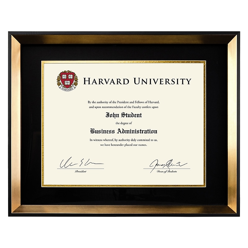 Excello Global Products 11" x 14" Resin Photo/Document Frame, Black/Gold (EGP-HD-0332) image 1