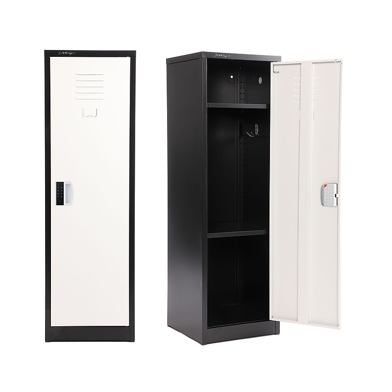 AdirOffice 48"H Single Tier Black/White Storage Locker (ADI629-01-B-W-DL) image 1