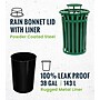 Alpine Industries Metal Outdoor Trash Can with Rain Bonnet Lid and Liner, 38 Gallon, Black/Green (479-38-1-GRN)~#|#~8BB98B6F-883D-4827-AA4E65E8149001F3_sc7