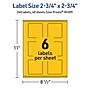 Avery Laser/Inkjet Square Multipurpose Labels, 2.75" x 2.75", Bright Yellow, 240/Pack (94109)~#|#~8BC5CF62-117E-4C49-8A006361FAE5C082_sc7