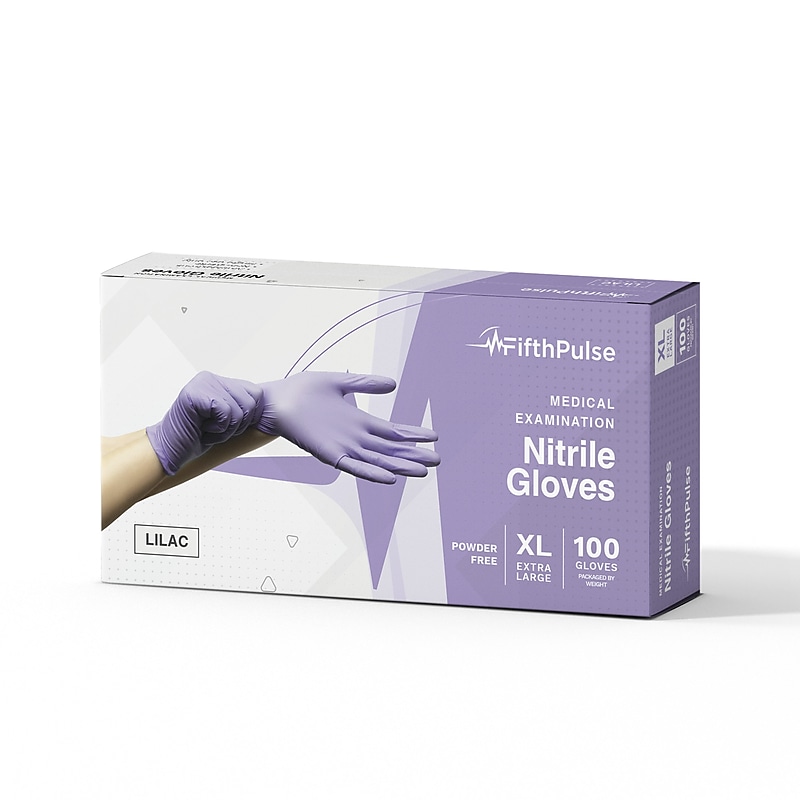 FifthPulse Powder Free Nitrile Gloves, Latex Free, X-Large, Lilac, 100/Box (FMN100209) image 1