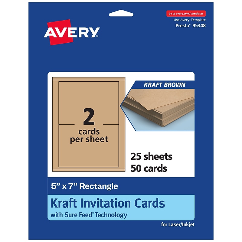 Avery Integrated Cards, 5" x 7", Matte Kraft Brown, 50/Pack (95348) image 1