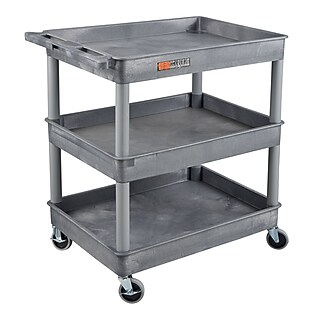 Luxor Mobile Deluxe Teacher Cart with Swivel Wheels, Black/Gray