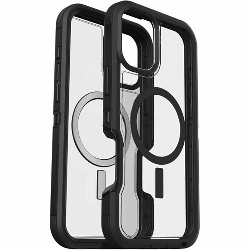 OtterBox Defender XT MagSafe Compatible Phone Case for Apple iPhone 16 Plus, Shock Absorbing, Dark Side Clear/Black (77-99674) image 1