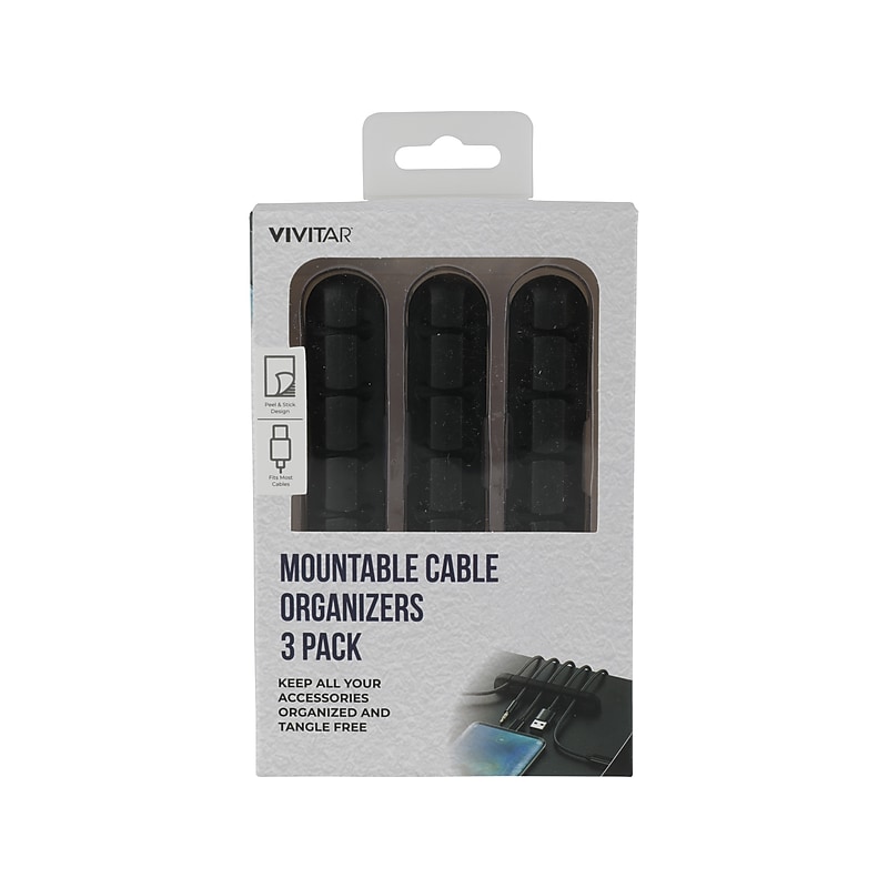 Vivitar Mountable Cable Organizer, Black, 3/Pack (QUB3100BLKT3524) image 1