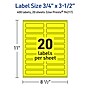 Avery Laser/Inkjet Multipurpose Rectangle Labels, 0.75" x 3.5", Neon Yellow, 400/Pack (94217)~#|#~8BDED9C4-75A9-4567-B1D30F47118231EE_sc7