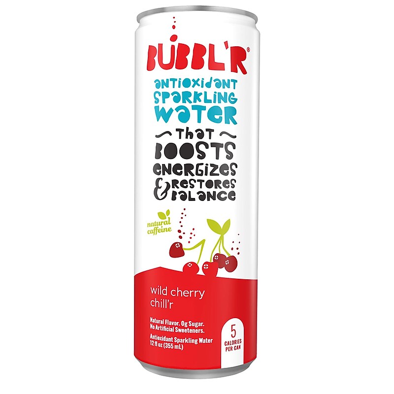 BUBBL'R Antioxidant Sparkling Water, Wild Cherry Chill'r, 12 oz., 12/Pack (WIC39949) image 1