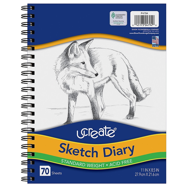 Art1st Sketch Diary 8.5" x 11" Spiral Bound Sketch Book, 70 Sheets/Book (P4794) image 1