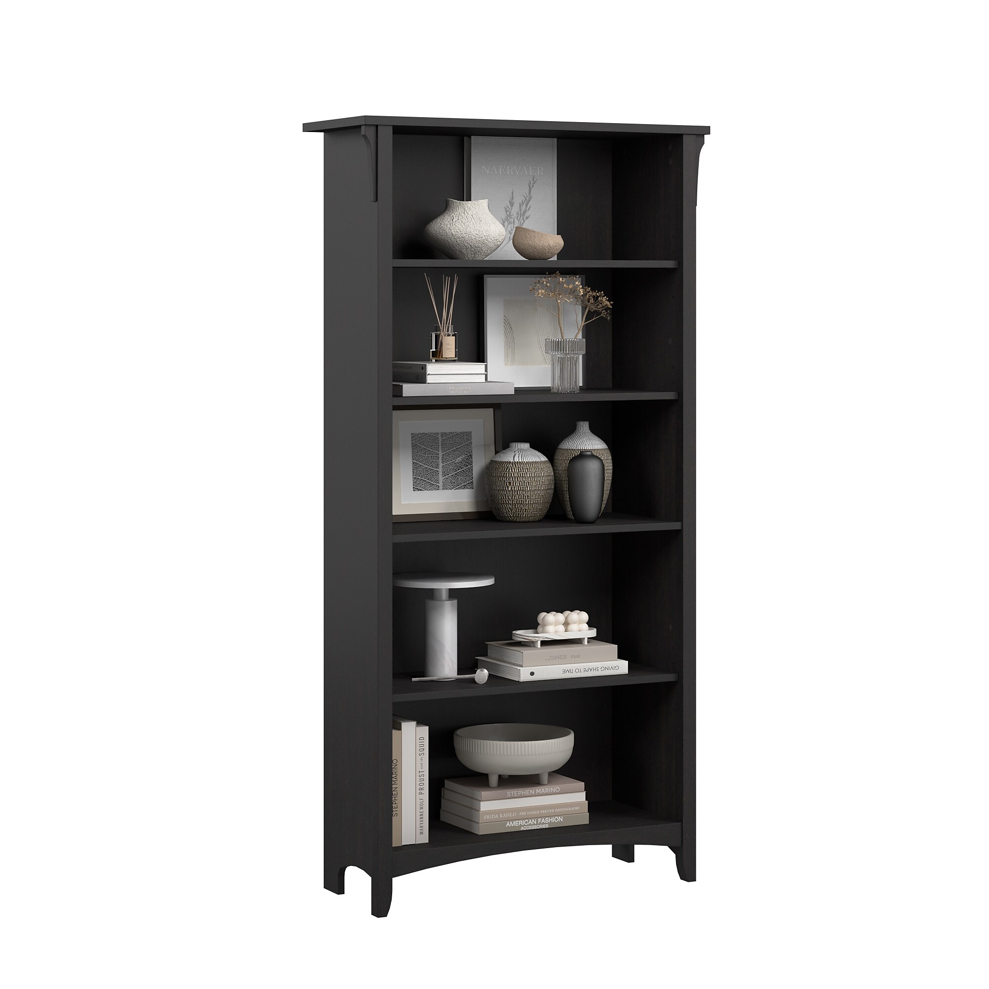 Bush Home Salinas Tall 5 Shelf Bookcase, Vintage Black (SAB132VB-03) Sansujyuku sansujyuku.com
