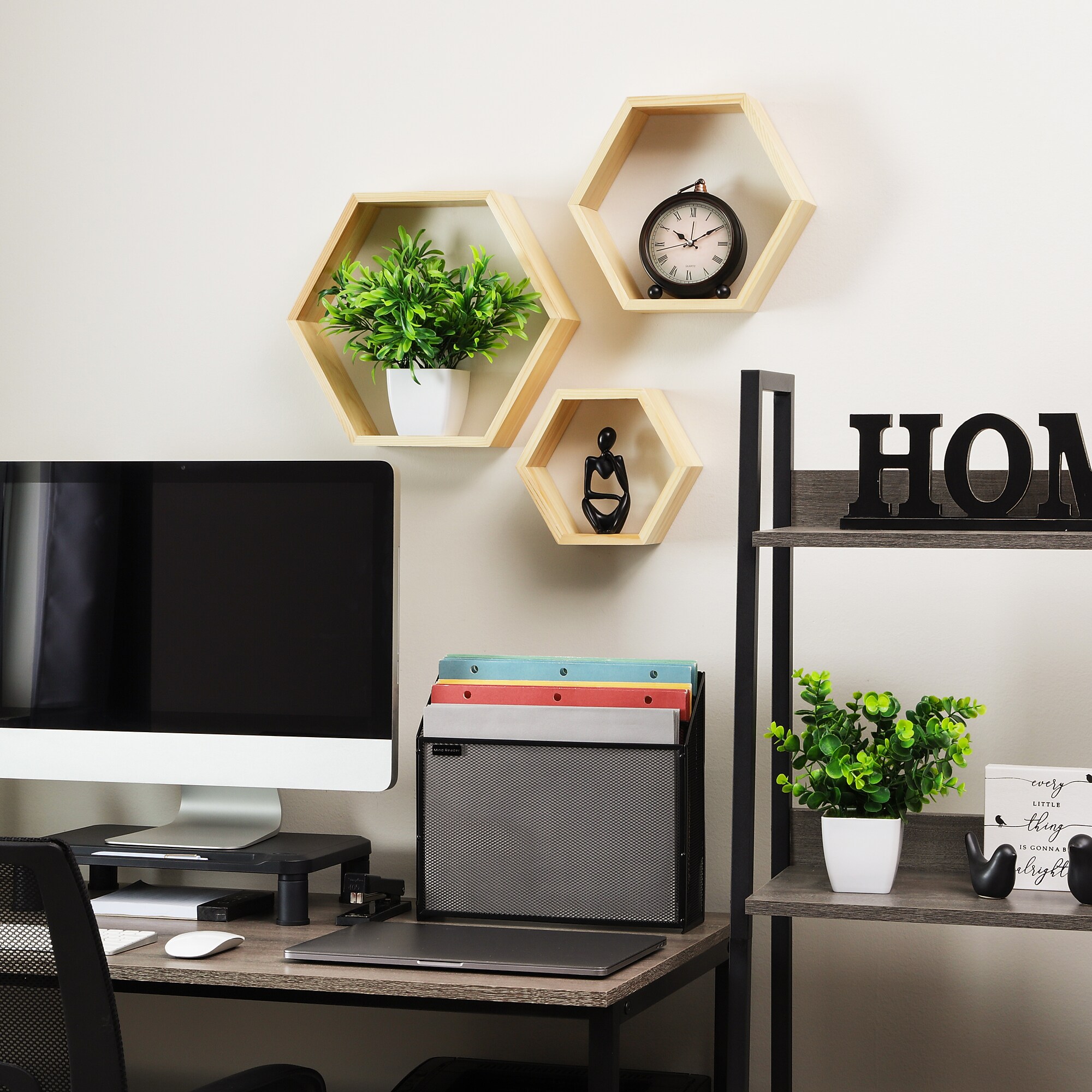 Mind Reader 3-Shelf Mounted Honeycomb Hexagon Floating Shelves, 12″ x 3.13″ x 13.75″ (WWALL3PC-BRN) Sansujyuku sansujyuku.com