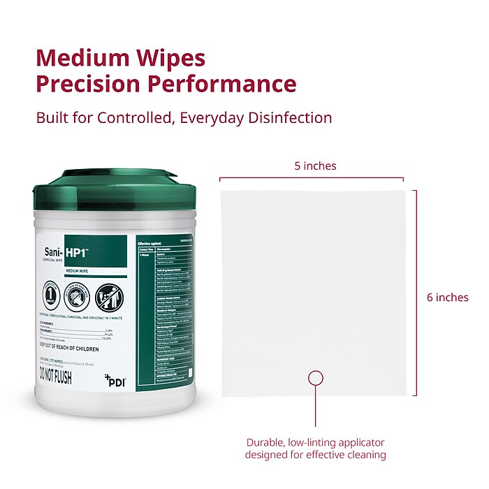 PDI Sani-HP1 Disinfecting Wipes, 275 Wipes/Canister (P62572) | Staples
