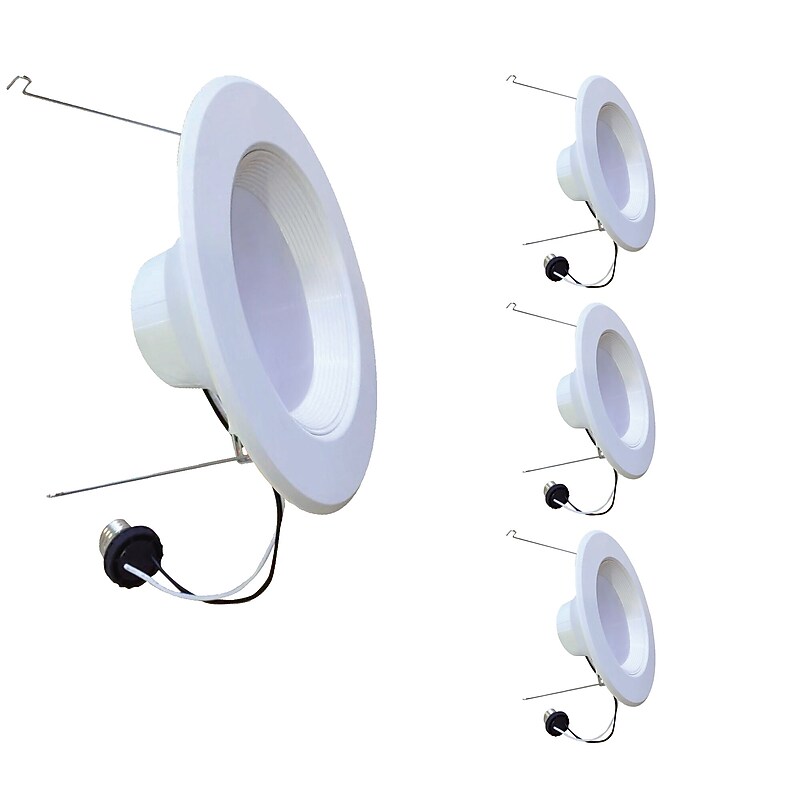 Bulbrite 14W Adjustable 5/6" Integrated LED Recessed Downlight with E26 Quick Connect, 3000K Soft White, 1100 Lumens, 4/Pack image 1