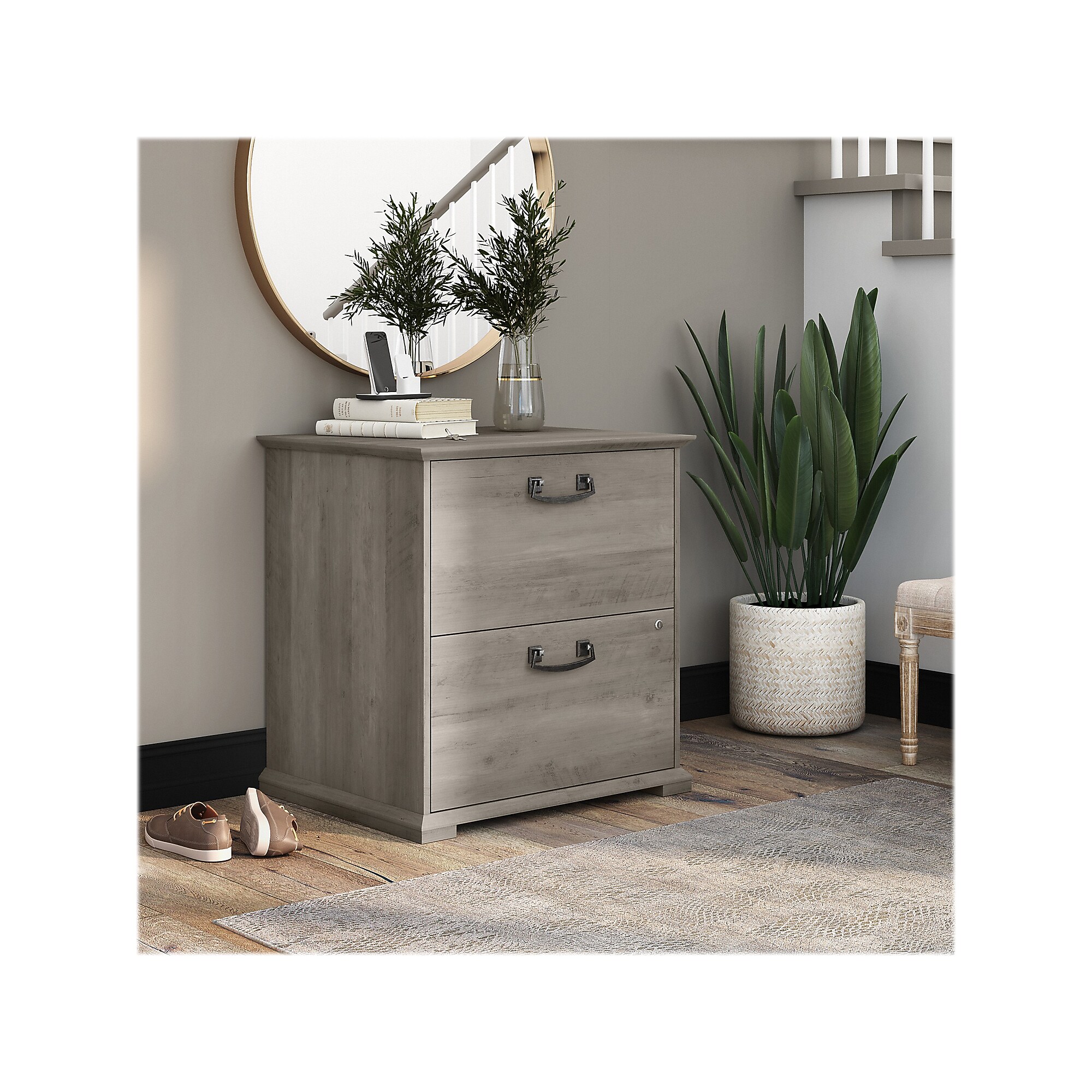 Bush Furniture Homestead 2-Drawer Lateral File Cabinet, Letter/Legal Size, Lockable, Driftwood Gray (HOF129DG-Z) Sansujyuku sansujyuku.com