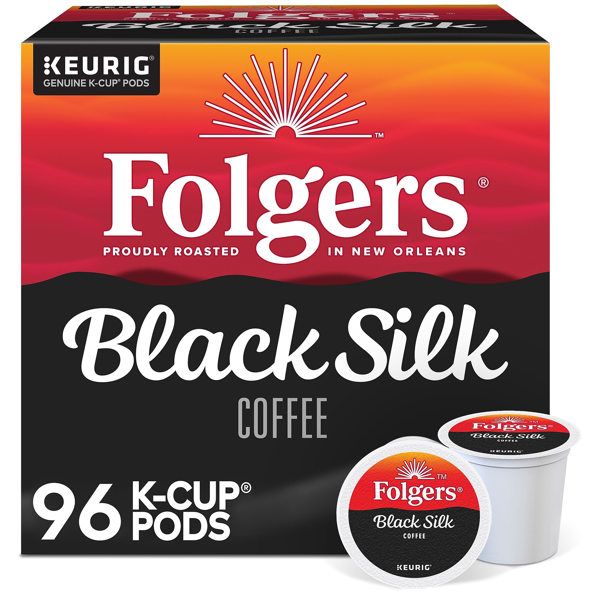 Folgers Black Silk Coffee, Keurig K-Cup Pod, Dark Roast, 96/Carton (6662CT) Simolary simolary.com