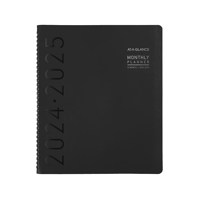 2024-2025 AT-A-GLANCE Contemporary 9" x 11" Academic Monthly Planner, Faux Leather Cover, Black (70-074X-05-25) image 1