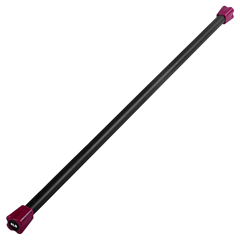Jfit 8lb. Weighted Workout Bar with Rubber Pad, Black/Maroon (J-RPWB8) image 1