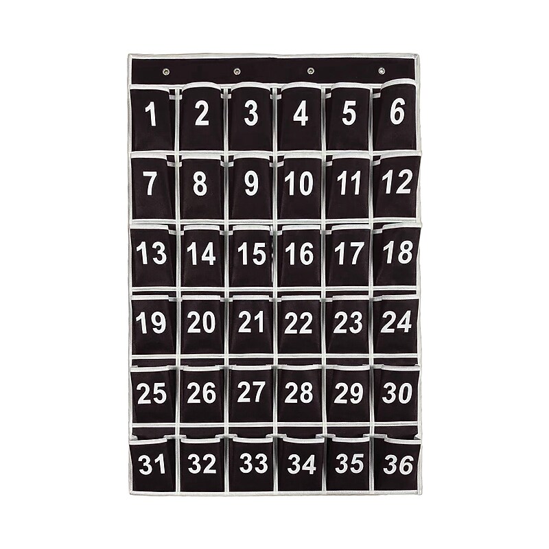 Kore Design Non-Woven Fabric Hanging Classroom Cell Phone Organizer, 38.5" x 25.7" x 0.5", Black (KD-PS3625) image 1