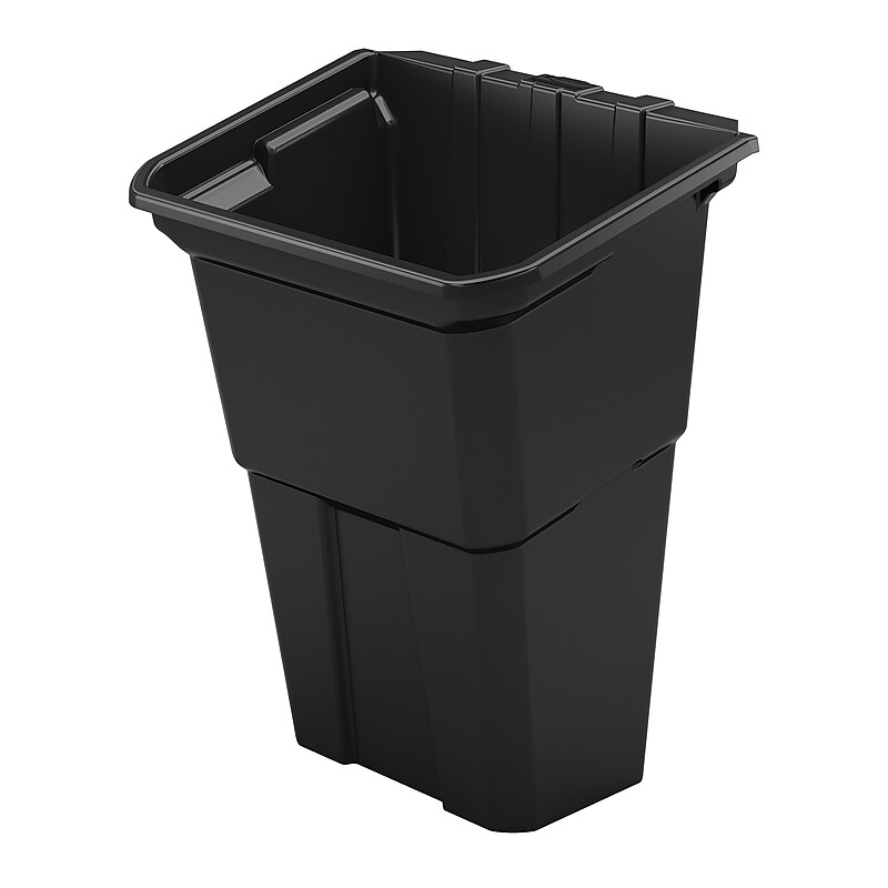 Suncast Commercial Cleaning Cart Waste Bin, Black Polypropylene, 8 gal. Capacity (BIN17222) image 1