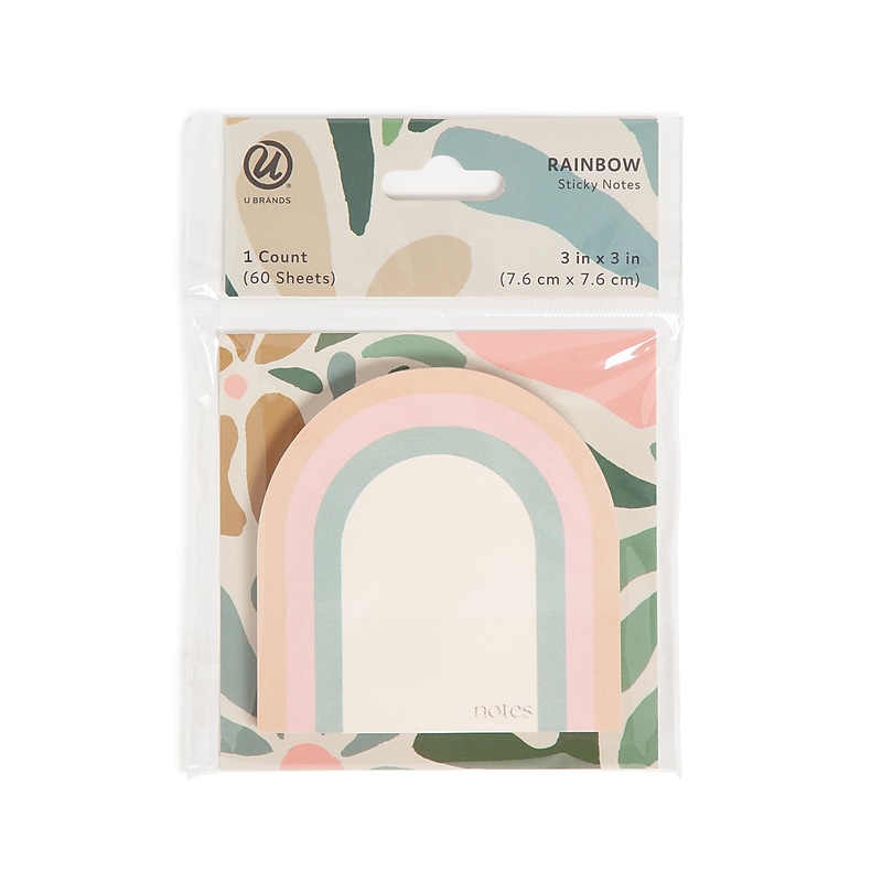 U Brands Super Sticky Notes, 3" x 3", Folklore Fauna, 60 Sheets/Pad (7040U12-48) image 1