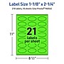 Avery Oval Multipurpose Labels, 1-1/8" x 2-1/4", Neon Green, 210/Pack (94054)~#|#~8C2618AF-F49D-4022-B147A5AEBA09AEB0_sc7