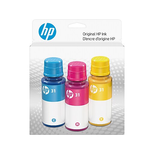 HP 31 Cyan/Magenta/Yellow Standard Yield Ink Tank Refill (9C228AN ...