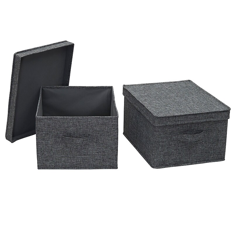 Household Essentials Large Stackable Folding Fabric Storage Bin, 8" x 12"x 15", 24.93 Qt., Gray, 2/Pack (7513-1) image 1