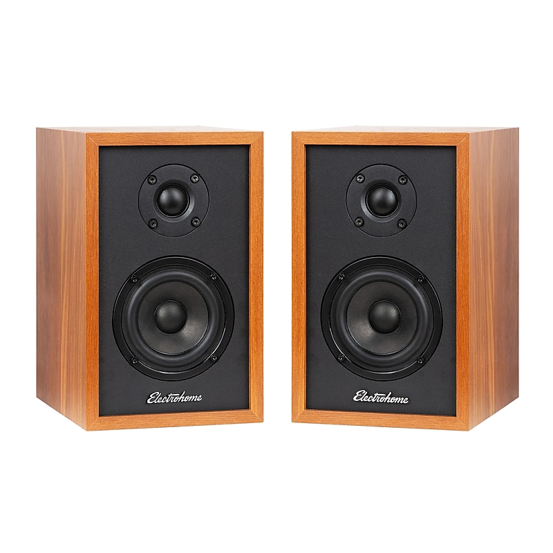 Electrohome Berkeley 2.0 Stereo Bluetooth Bookshelf Speakers with Built-in Amplifier, Teak (  (EB20) image 1
