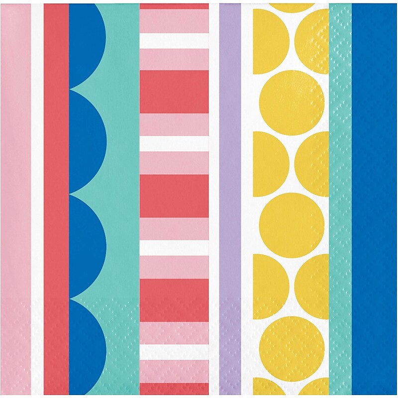 Creative Converting Party Patterns Napkins, Multicolored, 64/Pack (DTC365083BNAP) image 1