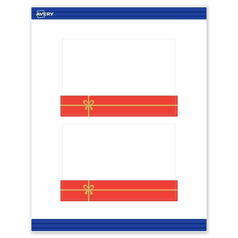 Avery Gold-Red Gift Matte Blank Card, White, 20/Pack (S00-FG9) image 1