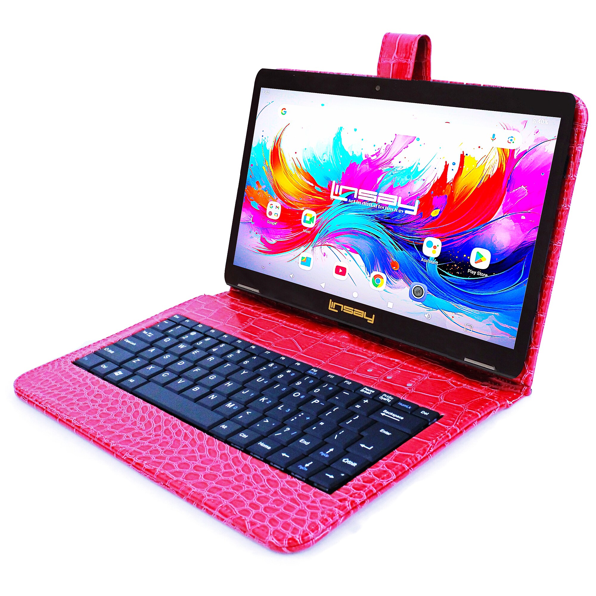 Linsay F10 Series 10.1″ Tablet, Wi-Fi, Octa Core, 256GB eMMC, Android 15, with Red Crocodile Keyboard Case (F10IPGBKCOREDWPLUS) Sansujyuku sansujyuku.com