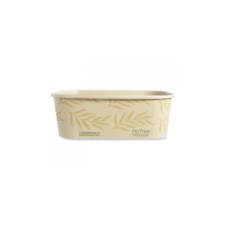 World Centric No Tree Rectangular Containers, 24 oz., 4.7" x 6.8" x 2.3", Natural, Sugarcane, 300/Carton (CTNT24) image 1