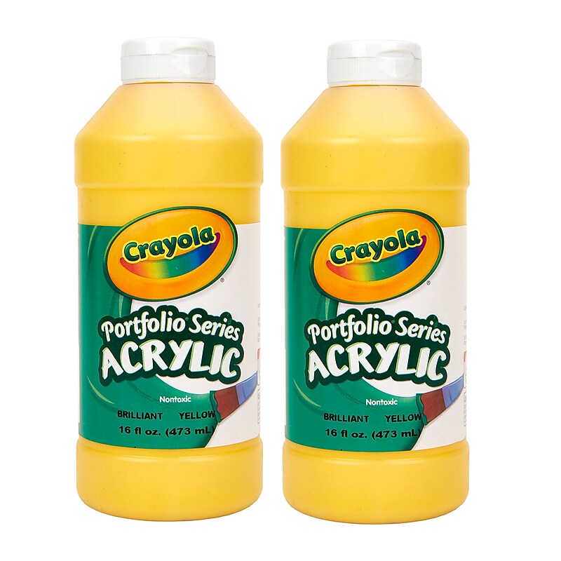 Crayola Portfolio Series Acrylic Paint, Brilliant Yellow, 16 oz., 2/Bundle (BIN204016830-2) image 1