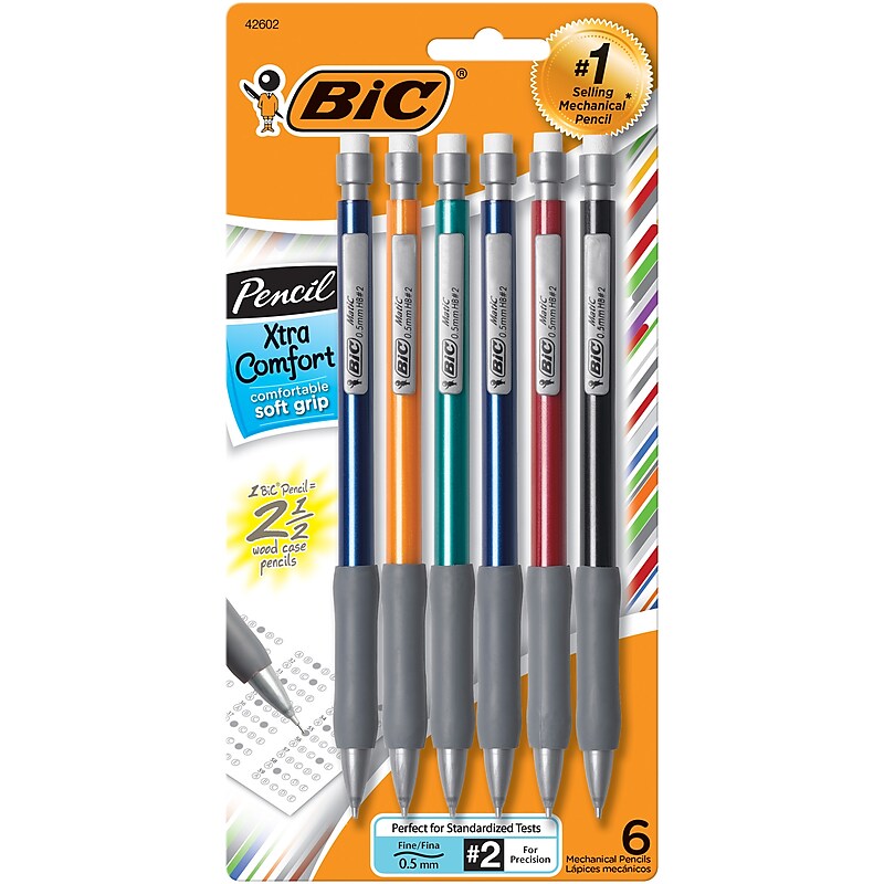 BIC Matic Grip Mechanical Pencil, 0.5mm, #2 Hard Lead, 6/Pack (42602) image 1