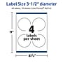 Avery TrueBlock Laser/Inkjet Circle Multipurpose Labels, 3.5" Dia., White, 40/Pack (94514)~#|#~8C7A0CB5-2AD2-412E-96EF077247014DE7_sc7