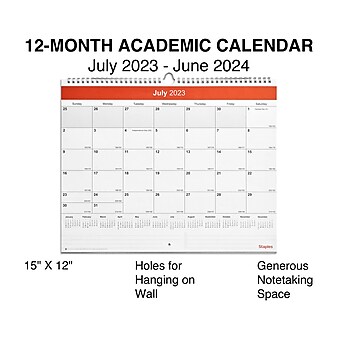Multicolor 2023-2024 Wall Calendars | Staples