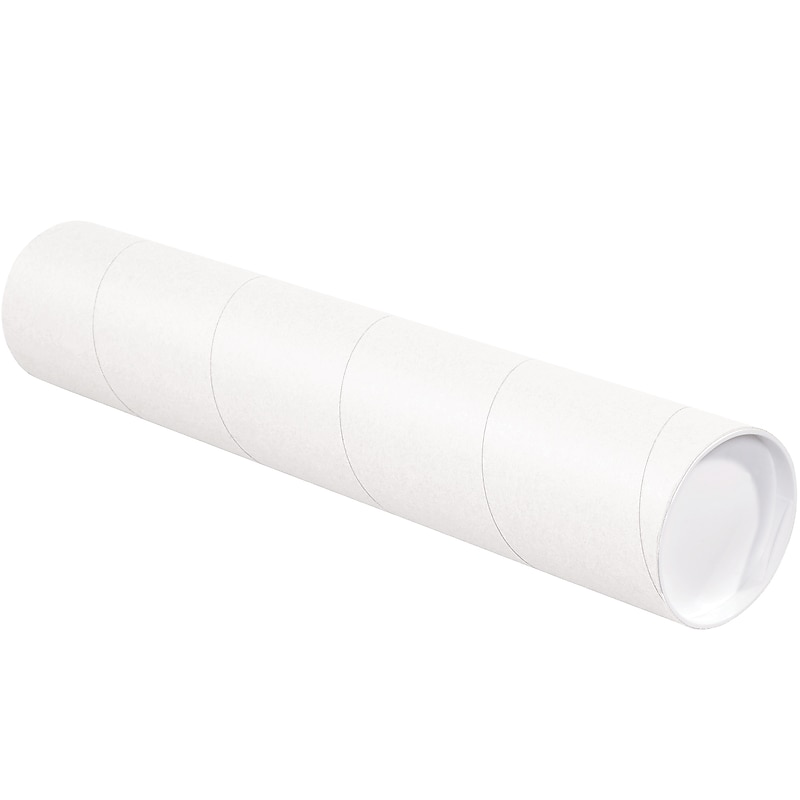 4" x 12" Fiberboard Heavy Duty Mailing Tube, White, 15/Carton (P4012W) image 1
