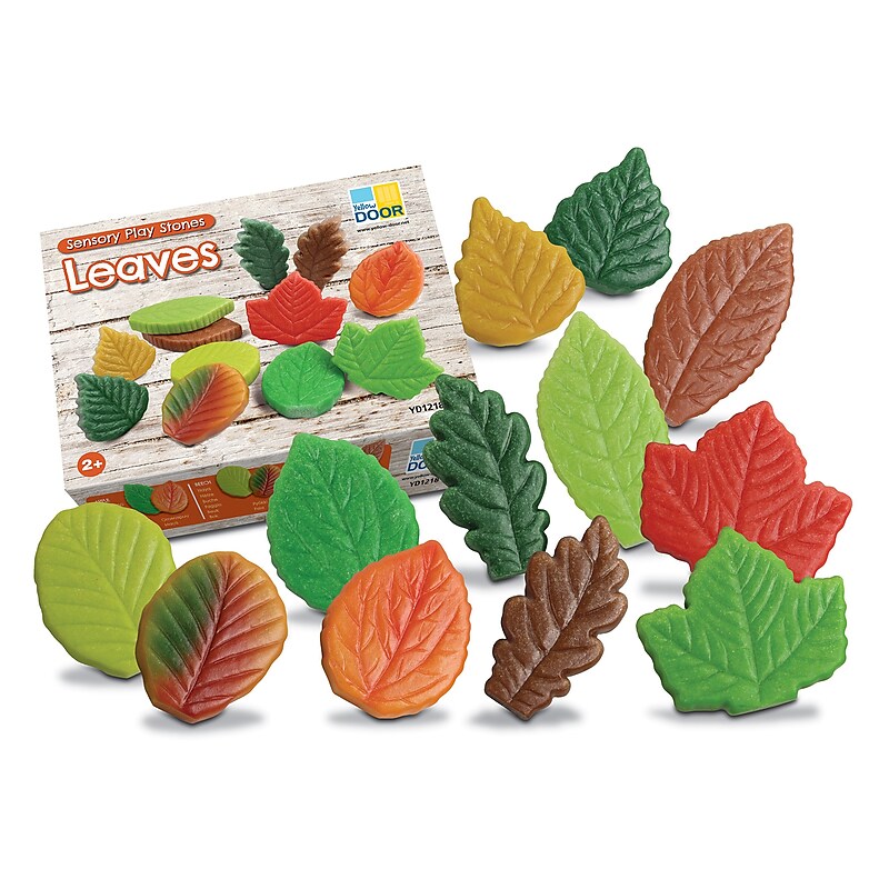 Yellow Door Sensory Play Stones, Leaves, Multicolored, 12 Pieces/Set (YUS1218) image 1